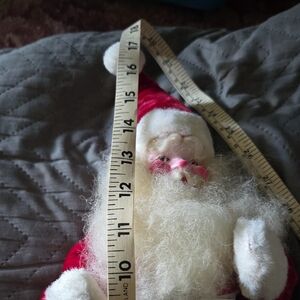 Red and White Santa Claus Plush Rubber Face Vintage Mcm 1960s